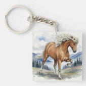 Edda Silver bay Icelandic Horse in the Mountains S キーホルダー (正面)