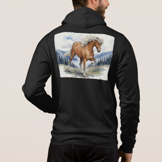 Edda Silver bay Icelandic Horse in the Mountains S パーカ (裏面)