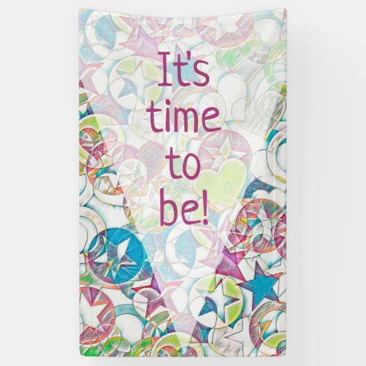 EDDArtによる手描き - 星とハート 1 横断幕 (縦)