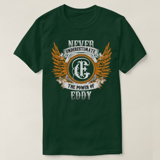Eddy NameシャツはEの力を過小評価しない Tシャツ (デザイン正面)