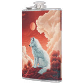 Edelstahl-Flachmann mit mystischem Wolf Flachmann フラスク (左)