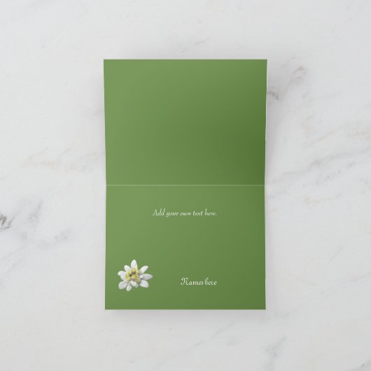 Edelweissおよび水玉模様の結婚は感謝していしています サンキューカード (内部)