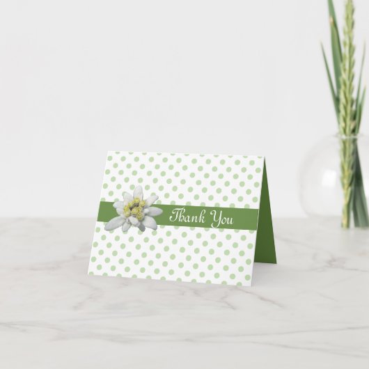 Edelweissおよび水玉模様の結婚は感謝していしています サンキューカード (正面)