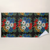 Edelweissのスイスの高山の花 ビーチタオル (正面)