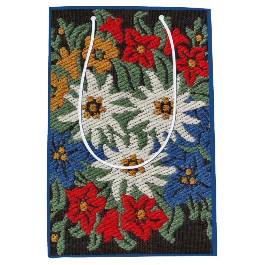 Edelweissのスイスの高山の花 ミディアムペーパーバッグ (正面)