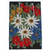 Edelweissのスイスの高山の花 ミディアムペーパーバッグ (裏面)