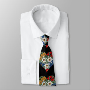 Edelweissのハート形の高山の花 ネクタイ