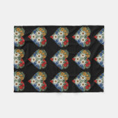 Edelweissのハート形の高山の花 フリースブランケット (正面(横))