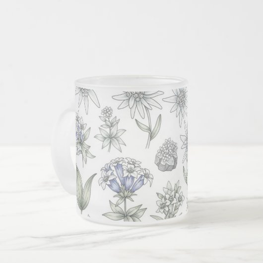 Edelweiss and Gentian Flower Mug フロストグラスマグカップ (正面左)