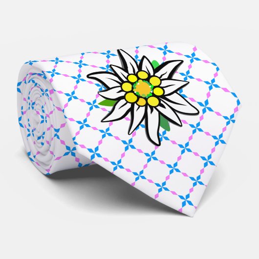 Edelweiss auf Weiß Blau ネクタイ (ロール)