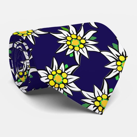 Edelweiß on dark blue, for Bavaria fans ネクタイ (ロール)
