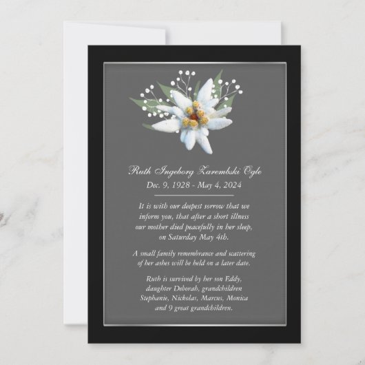 Edelwiess 2ヨーロッパスタイル死亡告知カード 案内状 (正面)