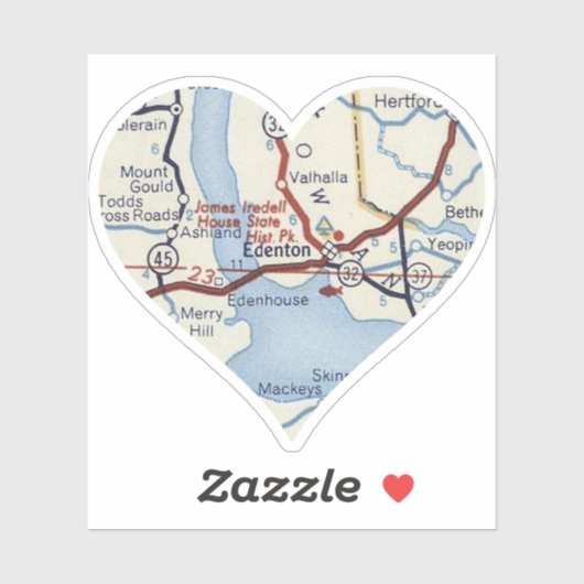 Edenton NCヴィンテージマップ シール (シート)