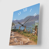 Edersee mit Schloss Waldeck スクエア壁時計 (傾斜)