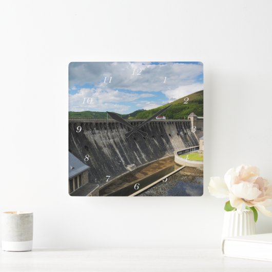 Edersee Staumauer mit Schloß Waldeck スクエア壁時計 (ホーム)