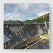 Edersee Staumauer mit Schloß Waldeck スクエア壁時計 (正面)