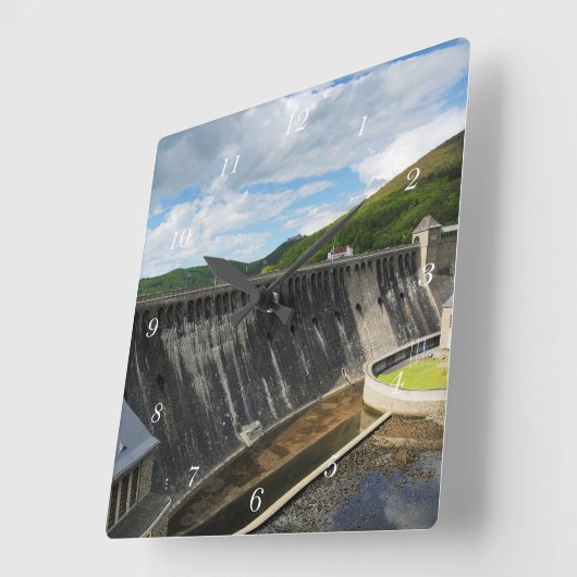 Edersee Staumauer mit Schloß Waldeck スクエア壁時計 (傾斜)