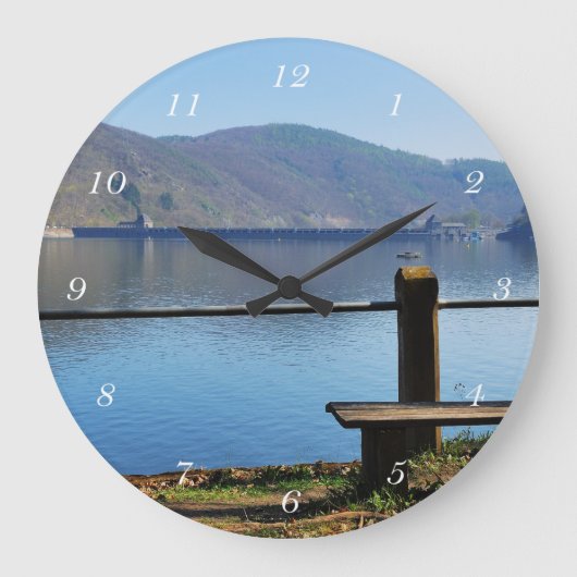 Edersee Staumauer von der Wasserseite ラージ壁時計 (正面)