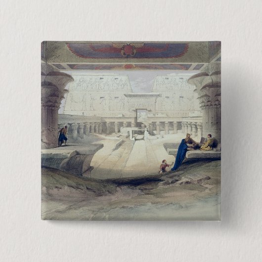 Edfouの寺院の柱廊玄関の下から眺め、の上で 缶バッジ (正面)