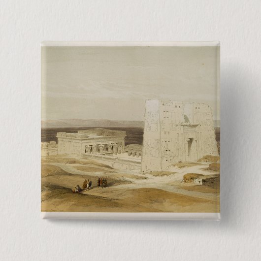 Edfu、古代Apollinopolis、上部のエジプトの寺院 缶バッジ (正面)