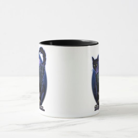 Edgar Allan Poe Gothic Mug – Haunted Raven & Cat マグカップ (中央)