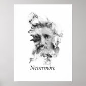 Edgar Allan Poe in Smoke with Raven - Nevermore ポスター (正面)