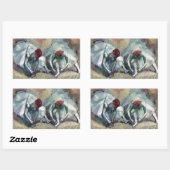  Edgar Degasによる「ダンサーが靴を結ぶ」 長方形シール (シート)