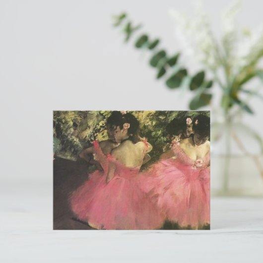 Edgar Degasはがきによるピンク色のダンサー ポストカード (スタンド正面)