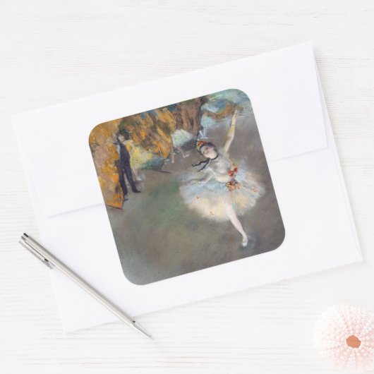 Edgar Degas – スター/ダンサーのステージ スクエアシール (封筒)