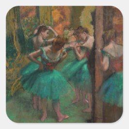 Edgar Degas – ダンサー、ピンクとグリーン スクエアシール