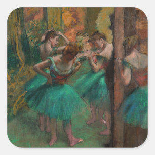 Edgar Degas – ダンサー、ピンクとグリーン スクエアシール