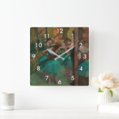 Edgar Degas – ダンサー、ピンクとグリーン スクエア壁時計 (ホーム)