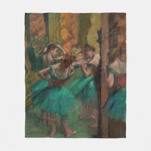 Edgar Degas – ダンサー、ピンクとグリーン フリースブランケット (正面)