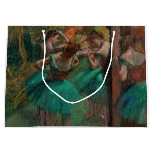 Edgar Degas – ダンサー、ピンクとグリーン ラージペーパーバッグ (正面)
