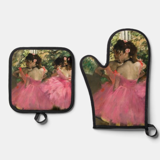 Edgar Degas – ピンク色のダンサー 鍋つかみ&鍋敷きセット (正面)