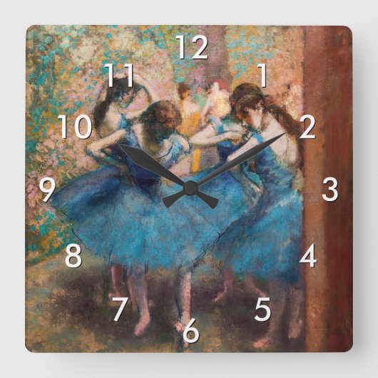 Edgar Degas – 青のダンサー スクエア壁時計 (正面)