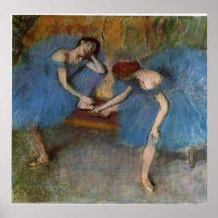 Edgar Degas - 2人のダンサー青ツチュレッドヘッドダンサー ポスター
