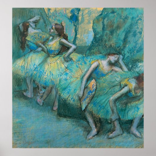 Edgar Degas - Ballet Dancers in Wings 1900 Pastel ポスター (正面)