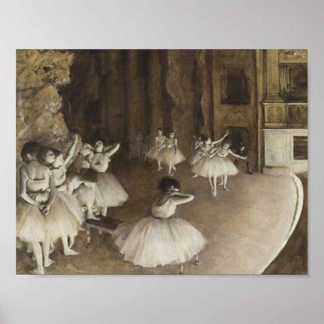 Edgar Degas – Ballet Rehearsal on Stage ポスター (正面)