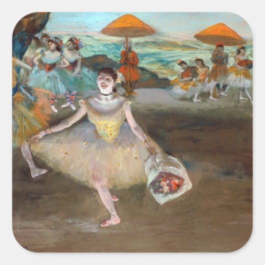 Edgar Degas - Dancer with Boquet, Bowing onステージ スクエアシール (正面)
