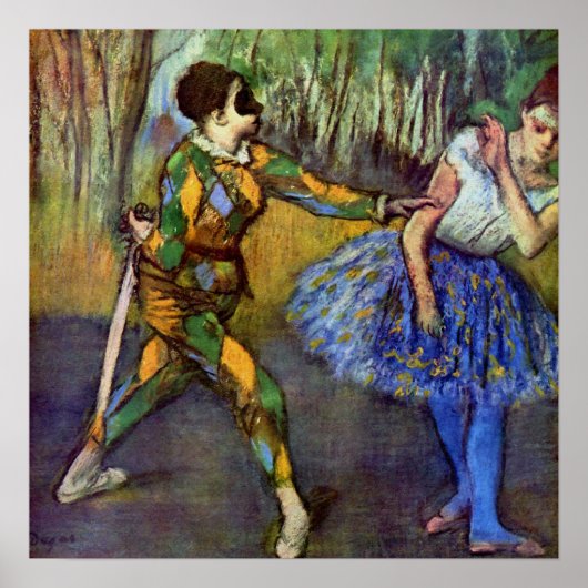 Edgar Degas - "Harlequin & オダマキ(植物)" ポスター (正面)