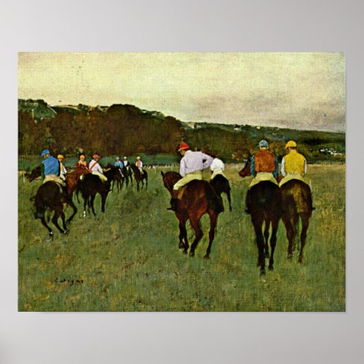 Edgar Degas - Longchampの競走馬 ポスター (正面)