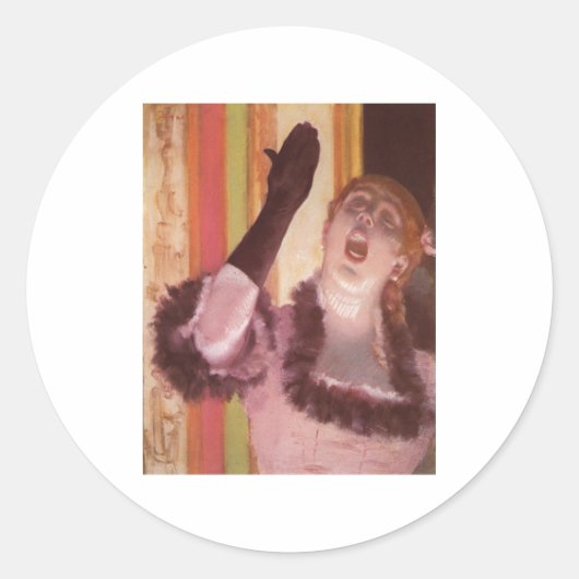 Edgar Degas - Singer with Glove 1878 Woman Flower ラウンドシール (正面)