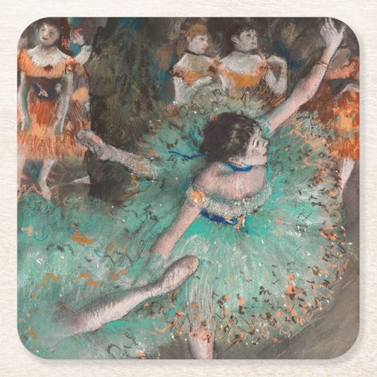Edgar Degas - Swaying Dancer / Dancer in Green スクエアペーパーコースター (正面)