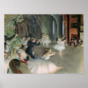 Edgar Degas The Rehearsal of the Ballet on Stage ポスター