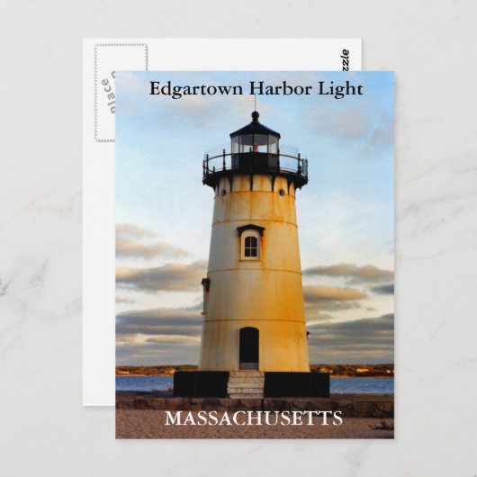 Edgartown Harbor Light, Massachusettsはがき ポストカード (正面/裏面)