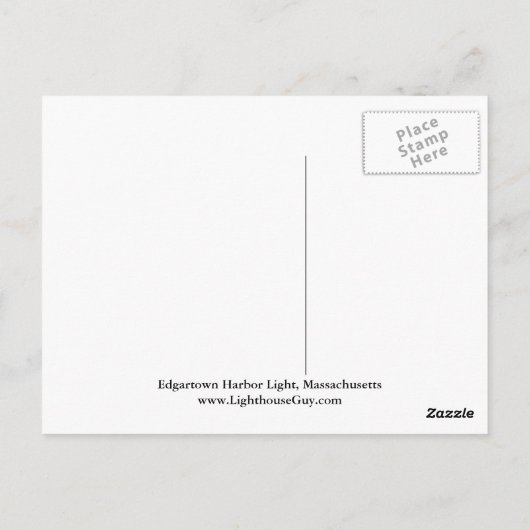 Edgartown Harbor Light, Massachusettsはがき ポストカード (裏面)