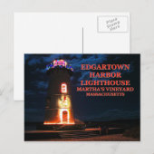 Edgartown Harbor Lighthous, Massachusettsはがき ポストカード (正面/裏面)