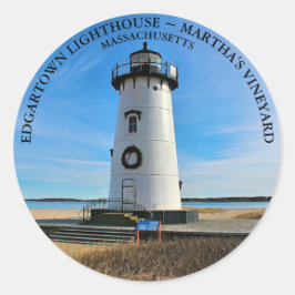 Edgartown Light house, Massachusetts Roundステッカー ラウンドシール