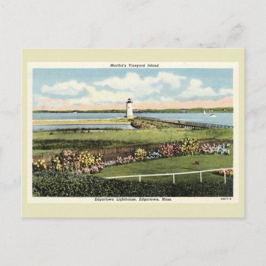 Edgartown Lighthouse Martha's Vineyard c1925 Postc ポストカード (正面)